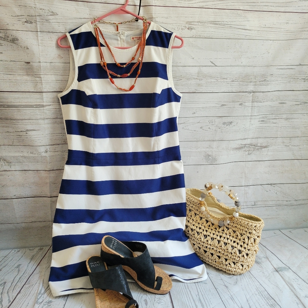 Brooks Brothers Blue and White Striped Sheath Dress
